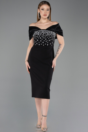 Midi Black Party Dress ABK2555