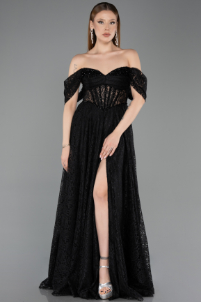 Long Black Dantelle Evening Dress ABU5867