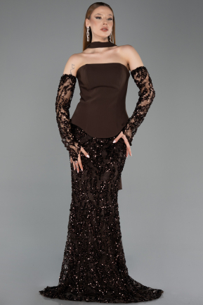 Long Brown Scaly Mermaid Prom Dress ABU5896