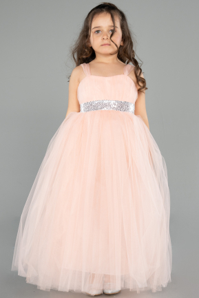 Salmon Long Girl Dress ABU3031