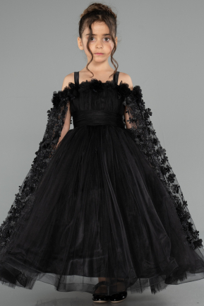 Long Black Kid Wedding Dress ABG179