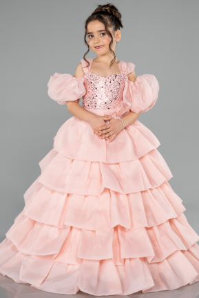 Long Powder Color Kid Wedding Dress ABG184