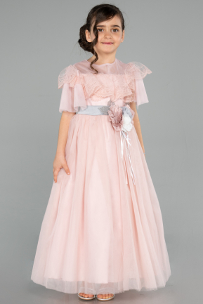 Front Short Back Long Powder Color Girl Dress ABO103