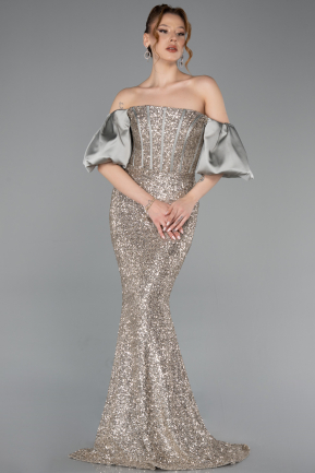 Mint Strapless Sleeve Accessories Long Scaly Evening Gown ABU4308