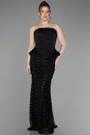Long Black Scaly Evening Dress ABU5919