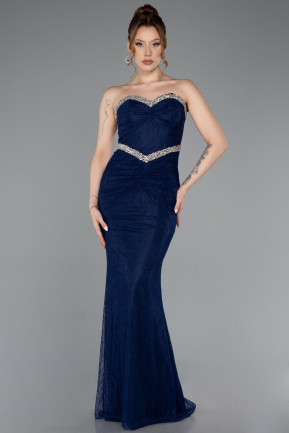 Long Navy Blue Dantelle Mermaid Prom Dress ABU5921