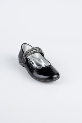 Black Patterned Flat Shoe ORS3101