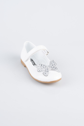 White Patent Leather Flat Shoe ORR3100