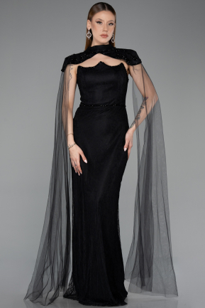 Long Black Dantelle Evening Dress ABU5941