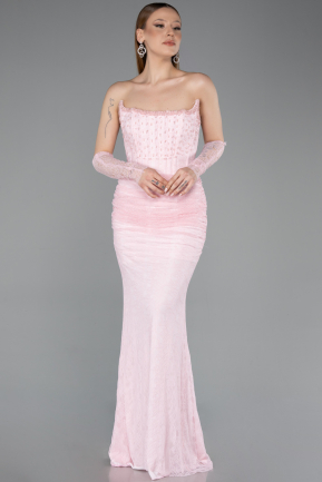 Long Powder Color Dantelle Mermaid Prom Dress ABU5933