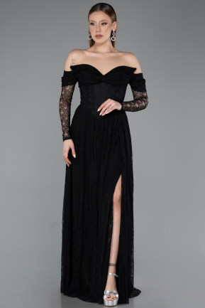 Long Black Dantelle Evening Dress ABU5945