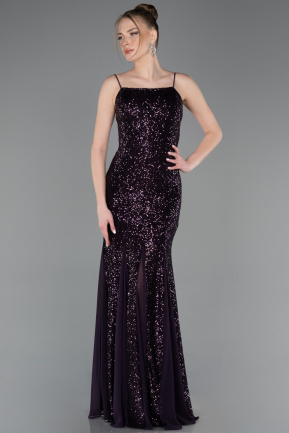 Long Dark Purple Mermaid Prom Dress ABU5939