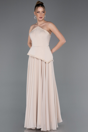 Beige Long Chiffon Evening Dress ABU5681
