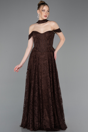 Long Brown Dantelle Evening Dress ABU5942
