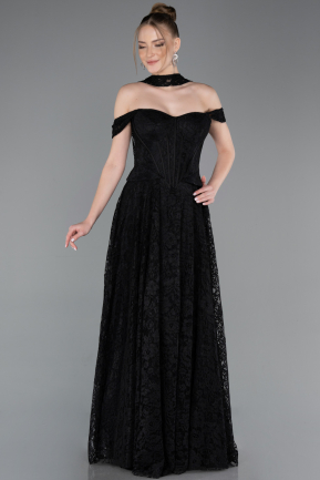 Long Black Dantelle Evening Dress ABU5942