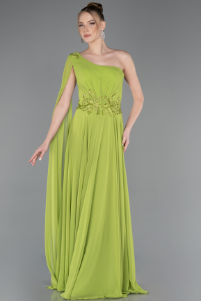 Long Pistachio Green Chiffon Prom Gown ABU5984