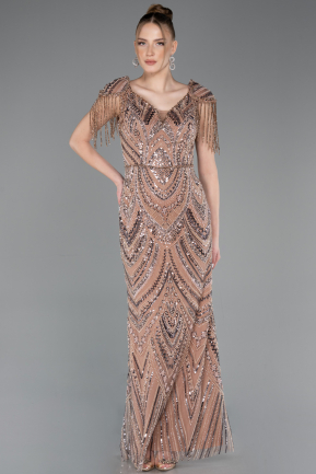 Long Copper Beaded Evening Dress ABU5959