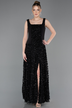 Long Black Scaly Evening Dress ABU5986