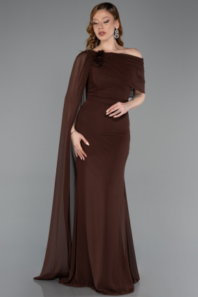 Brown Long Chiffon Evening Dress ABU5418