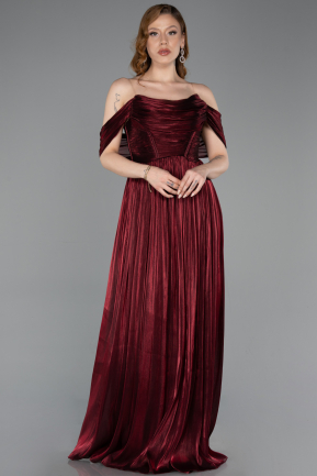 Burgundy Long Chiffon Cocktail Dress ABU5283