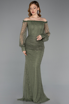 Olive Drab Long Dantelle Mermaid Prom Dress ABU5890