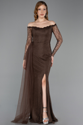 Long Brown Dantelle Evening Dress ABU5999