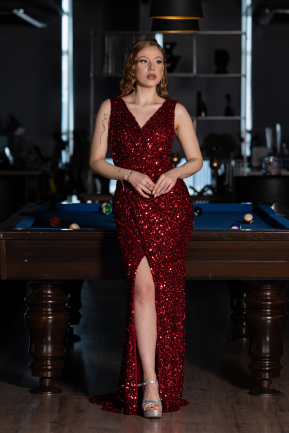 Burgundy Long Evening Dress ABU5281