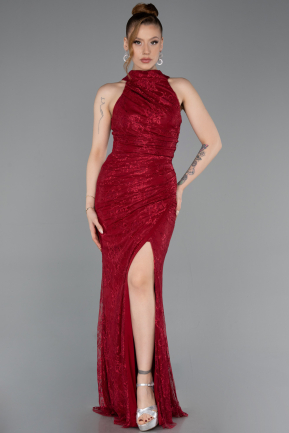 Burgundy Long Dantelle Mermaid Prom Dress ABU5598