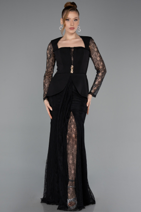 Long Black Dantelle Evening Dress ABU6014
