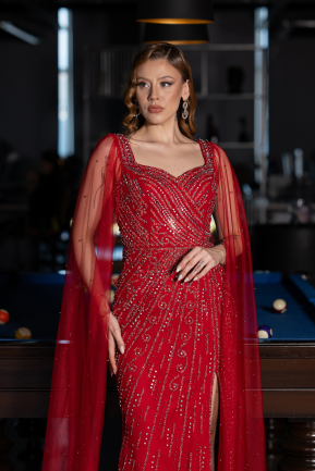 Red Long Stony Evening Dress ABU5751