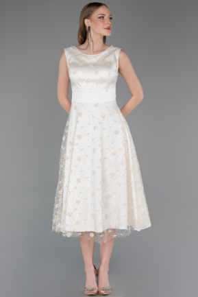 Midi White Scaly Evening Dress ABK2602