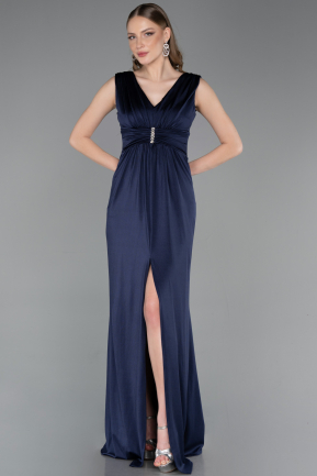 Long Navy Blue Prom Gown ABU6043