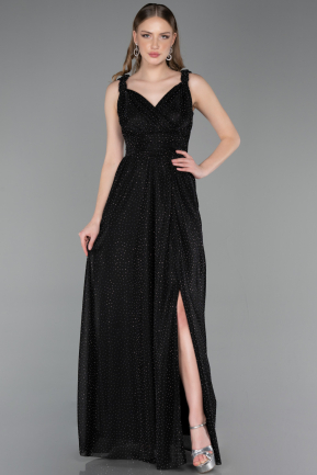 Long Black-Silver Prom Gown ABU6045
