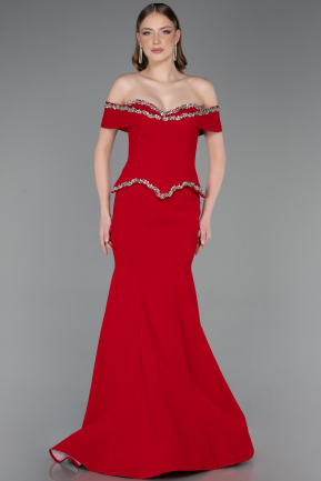 Red Long Mermaid Prom Dress ABU5755