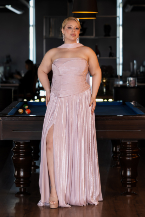 Long Powder Color Chiffon Formal Plus Size Dress ABU5958