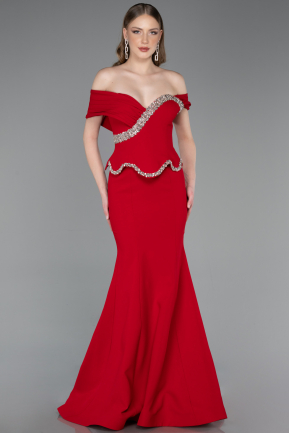 Long Red Mermaid Prom Dress ABU6046