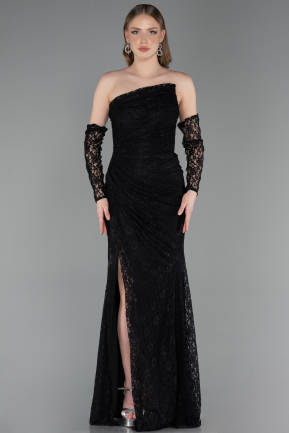 Long Black Dantelle Evening Dress ABU6050