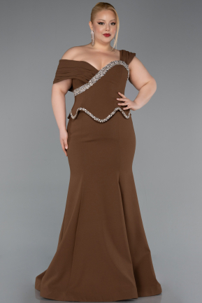 Long Brown Plus Size Evening Dress ABU6047
