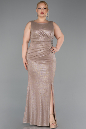 Gold Long Plus Size Evening Dress ABU5231