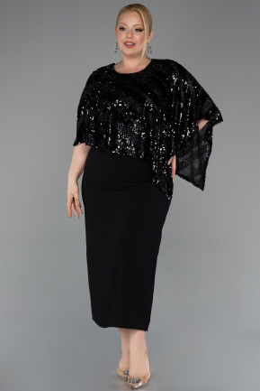 Midi Black Plus Size Evening Gown ABK2609