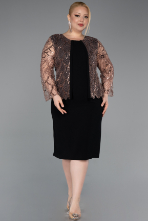 Black-Copper Midi Plus Size Evening Gown ABK2417