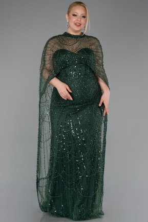 Emerald Green Long Beaded Plus Size Wedding Dress ABU5328