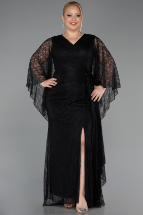 Long Black Dantelle Plus Size Evening Gown ABU6065