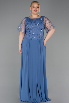 Indigo Long Chiffon Formal Plus Size Dress ABU5554