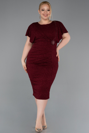 Midi Burgundy Plus Size Evening Gown ABK2535