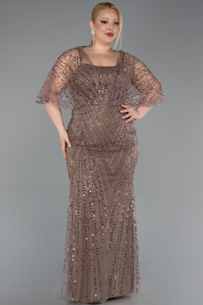 Copper Long Beaded Plus Size Evening Dress ABU5722