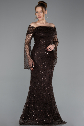 Brown Long Scaly Mermaid Evening Gown ABU5623
