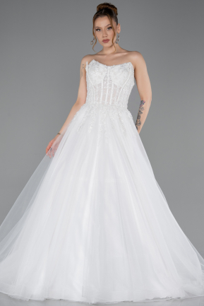 Long White Wedding Dress ABG188