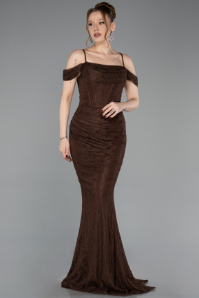 Long Brown Dantelle Evening Dress ABU6085