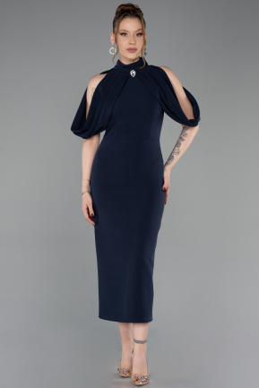 Navy Blue Midi Party Dress ABK2517